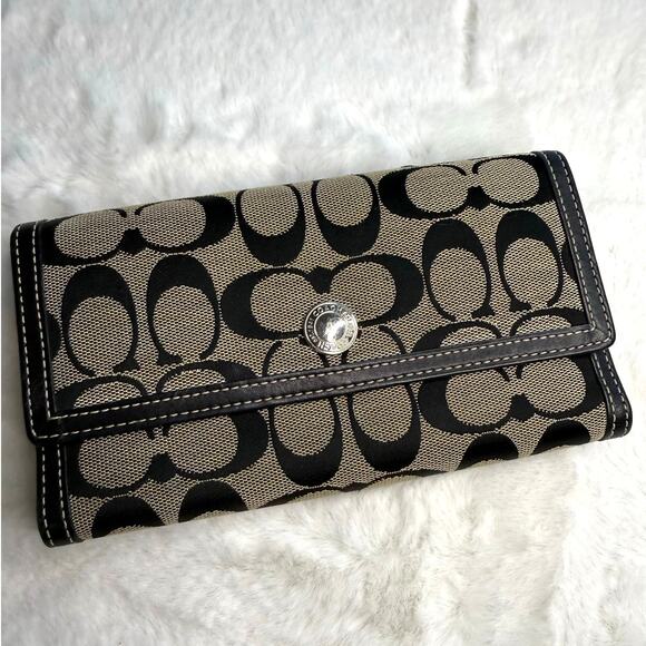 Coach Handbags - COACH Black Signature Canvas Wallet